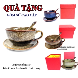 バッチャン焼き(陶器)のコーヒーカップ カプチーノギフトセット(Cappuccino gift set) OANH GIA AUTHENTIC BAT TRANG