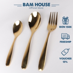 スプーン&フォーク&コーヒースプーン ステンレス鋼 MVS04 高品質 ゴールド Bam House