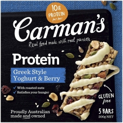 プロテインバー ギリシャヨーグルト、ベリー風味 200g Carman's