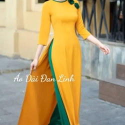 ベトナム衣装 アオザイ 花柄のシルクドレス Ao Dai Dan Linh