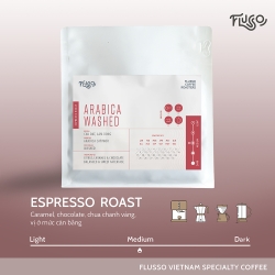 Flusso Arabica ウォッシュドエスプレッソコーヒー - エスプレッソマシン用ピュアローストコーヒー豆 - 200gr - 挽いたコールドブリュー