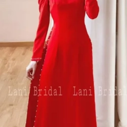 ベトナム衣装 アオダイ 白色と赤色の2種類 ロングドレス Ao Dai Dan Linh