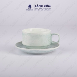 石模様のカプチーノ コーヒー カップ ソーサー付き、正方形、容量 150 ml、高品質の保温性バッチャン セラミック、カベル石目カラー