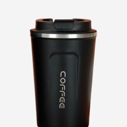 Topgift Coffee Holic XR500 304 ステンレス鋼魔法瓶カップ (リクエストに応じて名前を刻印) - 380ml - ブラック