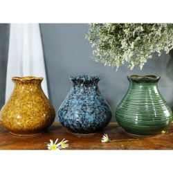 バッチャン焼き(陶器) の花瓶 中型 ヴィンテージ