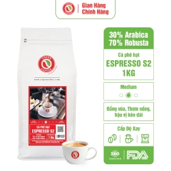 エスプレッソコーヒー豆 S2 アラビカ種 30%、ロブスタ種 70% 1kg 中程度の苦み、強い香り Copen Coffee