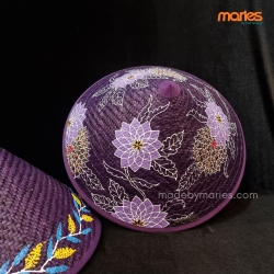 ノンラー ベトナム風傘帽子 紫色 花柄