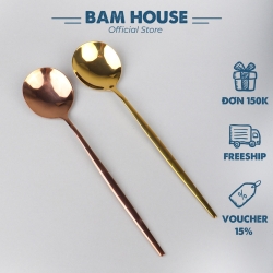 ステンレススプーン MVH01 ローズ・ゴールド 丸型 肉厚 高品質 長めの取っ手 Bam House